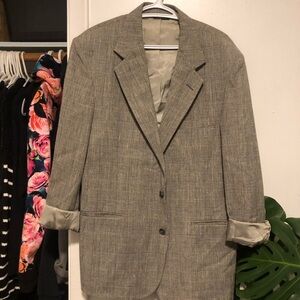 Vintage Classic Brown Micro Houndstooths Men's Blazer